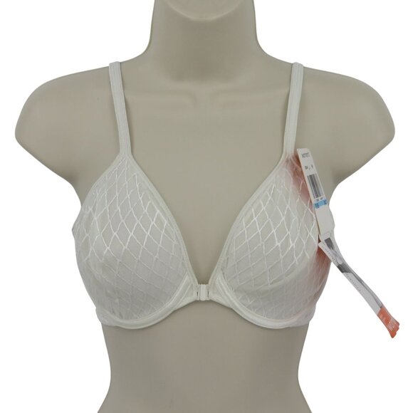 Warners 34C Bra Frankly Fabulous Underwire Front Closure Diamond White NEW NWT - Picture 1 of 13